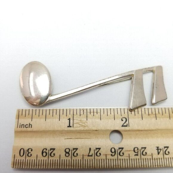 Vintage Sterling Silver Sixteenth Note Brooch, Music Musician Teacher Signed Pin - Picture 5 of 7